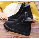 Winter Snow Boots Women Winter Shoes Zip Warm Plush Cold Winter Flat Cotton Ladies Ankle Black MartLion   