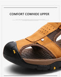  Genuine Leather Men's Sandals Summer Outdoor Casual Slippers Walking Shoes Sneakers MartLion - Mart Lion