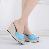 High Heels Sandals Women Party Shoes Peep toe Elegant Ladies Wedges Blue Yellow Black MartLion   