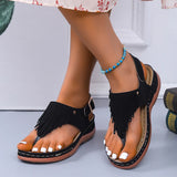 Fringe Wedges Sandals Women Clip Toe Back Strap Platform Summer Light Beach Shoes MartLion   