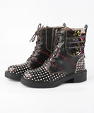 Super Season Spring Women's Polka Dot Square Heel Leather Boots Winter MartLion   