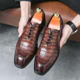 British Style Men's Oxfords Plaid Leather Shoes Dress Shoes Elite Formal Mart Lion   