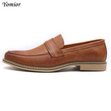 Leather Shoes Men's Formal Office Suit White Dress Loafers Wedding Footwear Oxfords Pointed Toe Mart Lion brown dress shoes 6.5 
