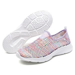 Women Slippers Sandals Fish Mouth Lady Slides Breathable Mesh Mules Shoes Casual Platform Flip Flops MartLion 37 Colorful Purple-1 