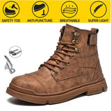 Safety Shoes Men's Light Weight Steel Toe Waterproof Work Sneakers Boots Anti-Smashing Steel Toe Puncture Proof MartLion   