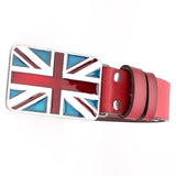 British Flag Pattern Belts Genuine Leather Metal Buckle Union Jack Jeans Waistband Trousers MartLion Red 125cm CHINA