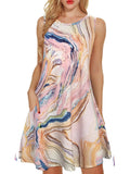 Summer Women's knee-length pink tie-dye print design dress Casual MartLion   