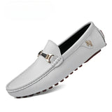 Men's Loafers Spring Autumn Shoes Men's Classic Leather Comfy Drive Boat Casual MartLion a2202-white 37 