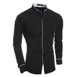 Men's Spring Solid Color Simple Casual Version Slim Fit Long Sleeve Shirt MartLion black XXL CHINA