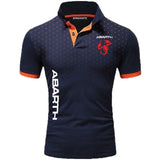Polo Shirt Summer Men's Cotton high-end Casual Lapel short sleeve abarth logo print T-shirt top MartLion Navy Blue S 