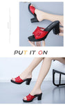 Women Open Toe Slippers Round Toe Solid Color High Thick Heel Slippers Shoes High Heels Wedges Sandals Mart Lion   