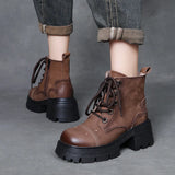 Suede Cow Leather Moccasins Rubber Soled Lofers Women Ankle Boots Chunky Sneaker Shoes MartLion