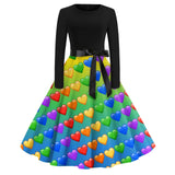 Party Dresses Delicate Casual Print Ankle-Length For Woman O-Neck Long Sleeves Frocks MartLion Multicolor XXL CHINA