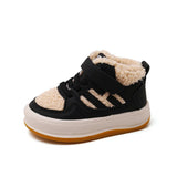 Girls Cotton Shoes Children Plush Thickened Anti-skid Boys Warm Sports Baby Soft Winter Sneakers MartLion Black 23 