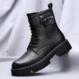 Men's English Style Thick Sole Design Men Boots  Layer Leather Casual Boots