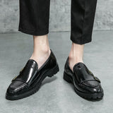 Men's formal shoes Split leather dress Slip loafers Elegant Social Mart Lion   