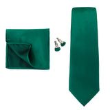 Solid Colors Ties Handkerchief Cufflink Set Men's 7.5cm Slim Necktie Set Party Wedding Accessoreis Gifts MartLion THC-46E  