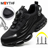  Rotating Button Men's Protection Shoes Safety Shoes Puncture-Proof Work Steel Toe Work Sneakers MartLion - Mart Lion