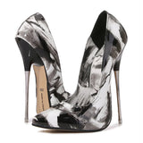 16cm Graffiti Women's High Heel Shoes Model Party Pointed Steel Pipe Dance Single MartLion   