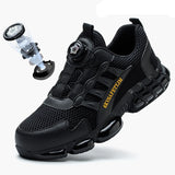 Breathable Mesh Safety Shoes Men's Rotating Buttons Work Sneakers Steel Boots Protective Puncture-Proof MartLion   