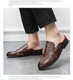 Black Sandals Men's Brown Dress Shoes Slip-On Pu Leather Hombre Verano Mart Lion   