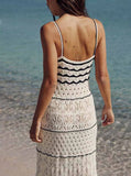 Women's Beach Style Crochet Hollow Slim Sling Sweater Long Dress MartLion   