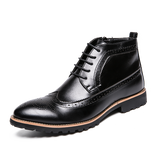Formal Shoes Men's Dress Oxford Dressing PU Leather Ankle Boots Anti-slip Mart Lion Black 38 
