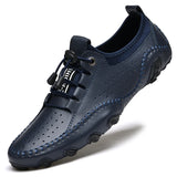 Designer Men's Loafers Soft Moccasins Spring Autumn Genuine Leather Shoes Warm Flats Driving MartLion 8858-1 Blue 40 