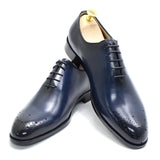 Genuine Leather Men's Formal Shoes Handmade Classic Whole Cut Oxfords Lace-up Plain Toe Wedding Dress MartLion   