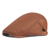 Breathable Mesh Newsboy Cap Men's Boina Cabbie Cap Summer Autumn Streetwear Golf Hat Gorras Planas Flat Caps for Women MartLion Brown  