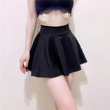 Women's Basic Skirt  Mini Pleated Skirt Red Black Waist Short Skirt Without Lining MartLion   