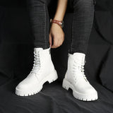 Men's English Style Thick Sole Design Men Boots  Layer Leather Casual Boots