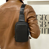  Men's Leather Chest Bags Chest Zipper Pouch Casual Crossbody Shoulder Luxury Female Mart Lion - Mart Lion