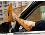 Spring Summer Genuine Leather Shoes Men's Loafers Flat Casual Driving Footwear Black Yellow Blue Soft MartLion   