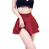 Women's Basic Skirt  Mini Pleated Skirt Red Black Waist Short Skirt Without Lining MartLion   