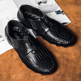 Men's Loafers Genuine Leather Casual Shoes Classic Crocodile Pattern Moccasins Light Boat Footwear Mart Lion   