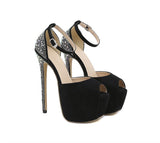 Liyke Rhinestone Fetish High Heels Women Platform Sandals Peep Toe Pole Dancing Shoes Summer Stiletto Mart Lion   