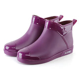 Korean Rainshoes Women Mid-Calf Short Rainboots Female Thicken Waterproof Warm  Plush Water Shoes Boots Non-Slip Wear Resistant MartLion 02 Purple 36 CHINA