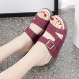 Women's Wedge Heeled Sandals Casual Open Toe Platform Slipper Slip Heel Height 4.0cm MartLion   