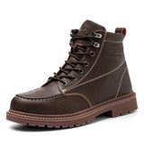 High top work boots leather work shoes waterproof safety anti puncture construction men's indestructible work MartLion JB668 Brown 36 