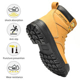 Steel Toe Work Boots for Men's 6 Inch Full Grain Leather Electrical Insulation Non-Slip Impact Resistance MartLion   