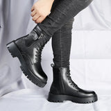 Men's English Style Thick Sole Design Men Boots  Layer Leather Casual Boots