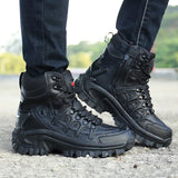 Men's Boot Combat Ankle Tactical Army Shoes Work Safety Motocycle Boots MartLion Black 6.5 