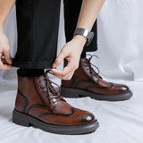 Men's Genuine Leather British Style Boots for Outdoor Top Layer Cowhide Casual Thick Soled Life MartLion   