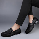 Men's Genuine Leather Shoes Luxurious Banquet Dress Low Top Loafers Casual Walking MartLion   