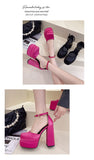 Women Sandals Summer Platform High Heel Platform Black Red Party Wedding Shoes Zapatos De Mujer PU Mart Lion   