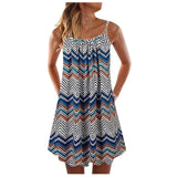 Women's Summer Casual Vest Sleeveless Bohemian Print Loose Tank Large Dress MartLion Blue XXL 