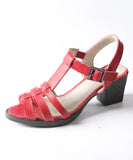 Basic Women's Sandals Genuine Leather With Classic Colors MartLion Red 38 