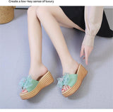 Summer Women Slippers Platform Open Toe Female Summer Outdoor Beach Slides Wedges Sandals Platform Slippers Crystal Bow Mart Lion   