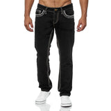 Men's Jeans Black Straight Pants Blue Denim Trousers Streetwear Slim Jeans MartLion black M (waist 78cm) 